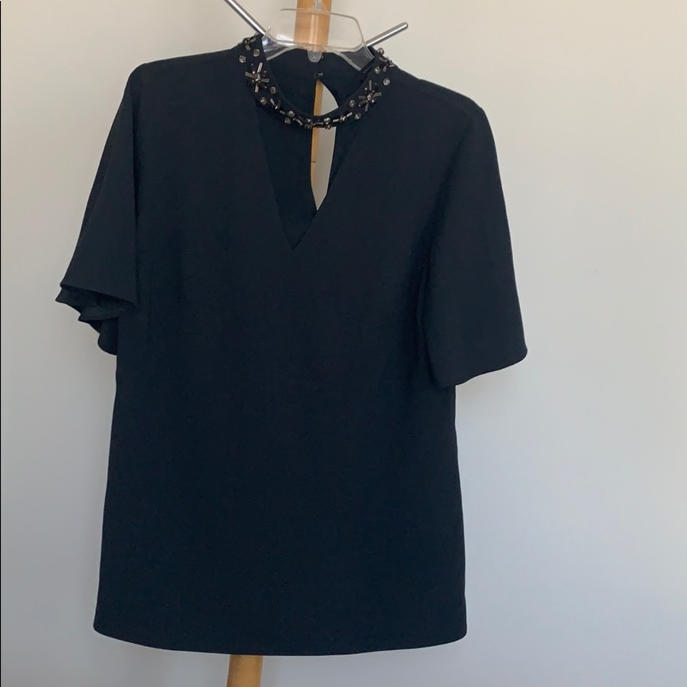 ann taylor detailed color navy shirt